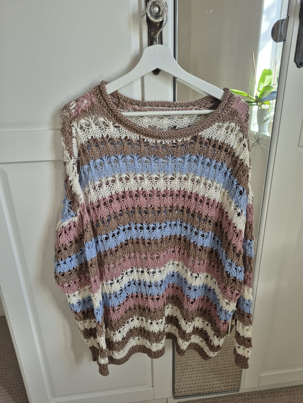 DEX Knit Vanilla Pink Blue Striped Sweater NWT Size 2X